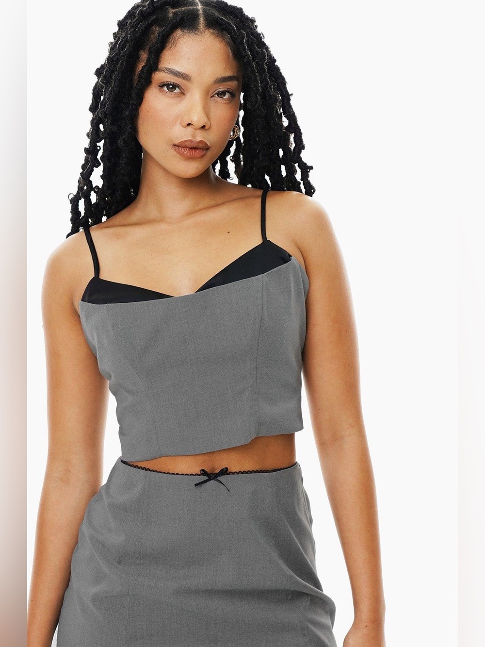 NWT ASTR The Label Grey & Black Bustier Corset Tank Top